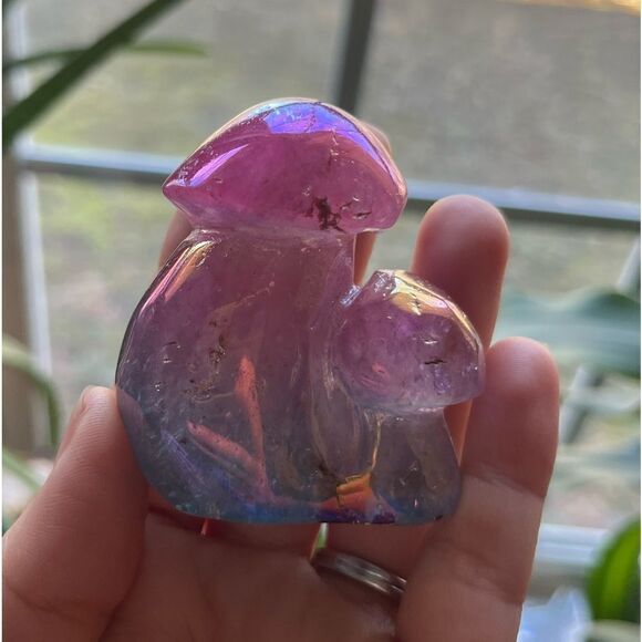 Aura Garden Clear Quartz Crystal Double Mushroom Carving 103g 2.75”x2.25” - Picture 2 of 7